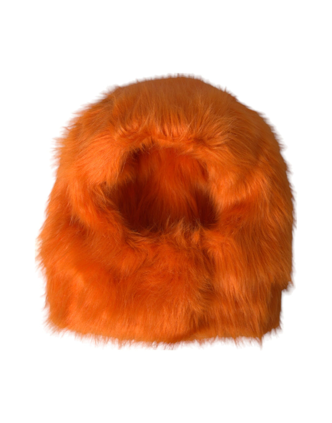 Orange faux fur full-head hat