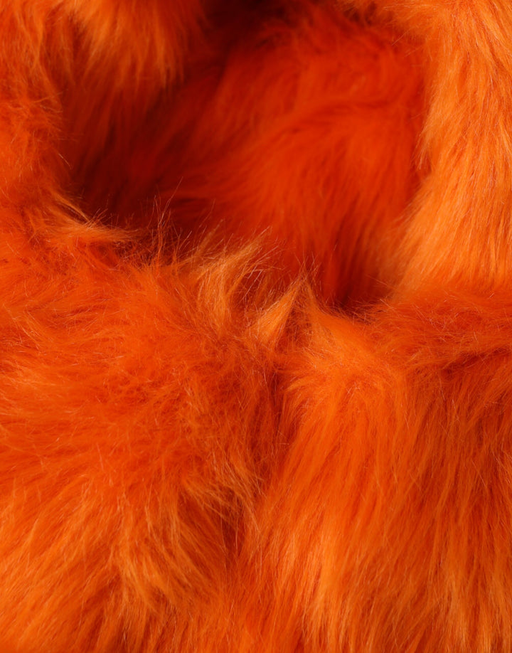 Orange faux fur full-head hat