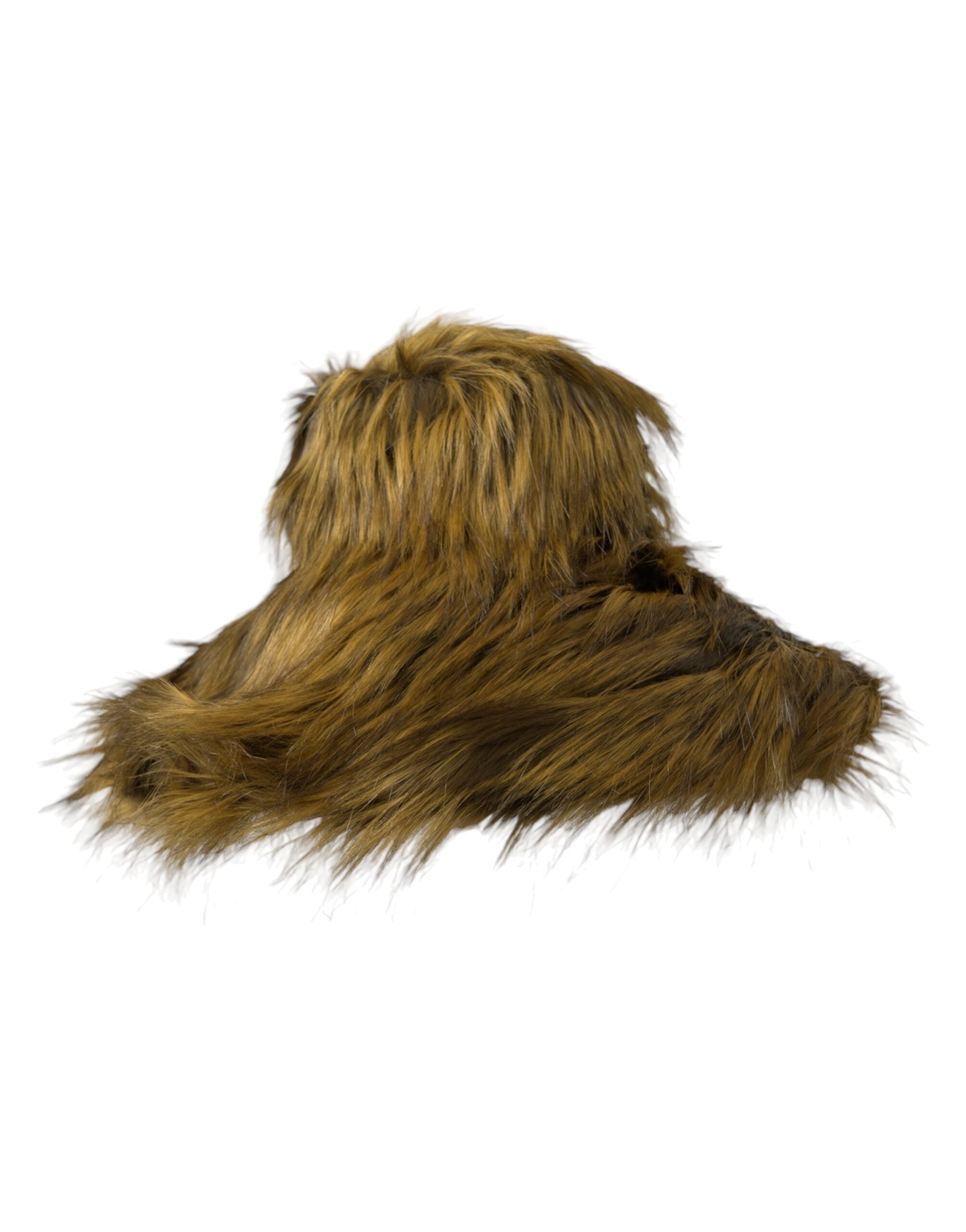Brown modacrylic faux fur bucket hat