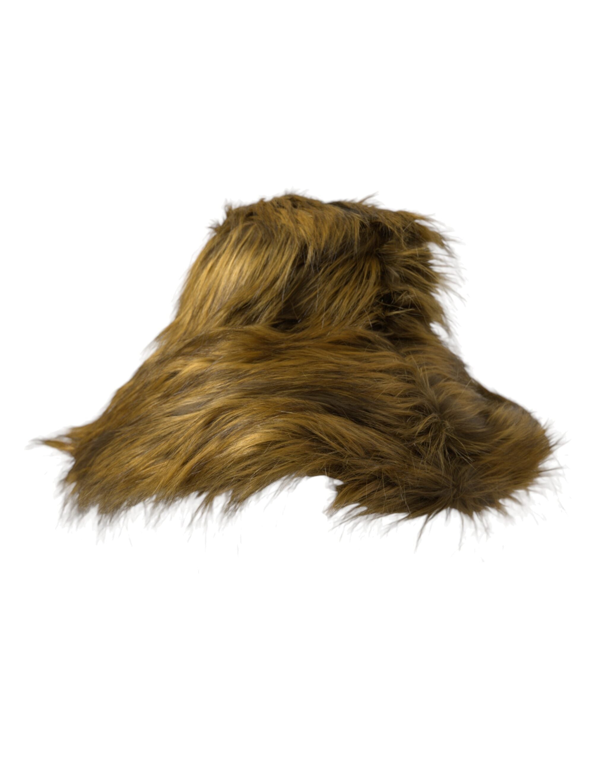 Brown modacrylic faux fur bucket hat