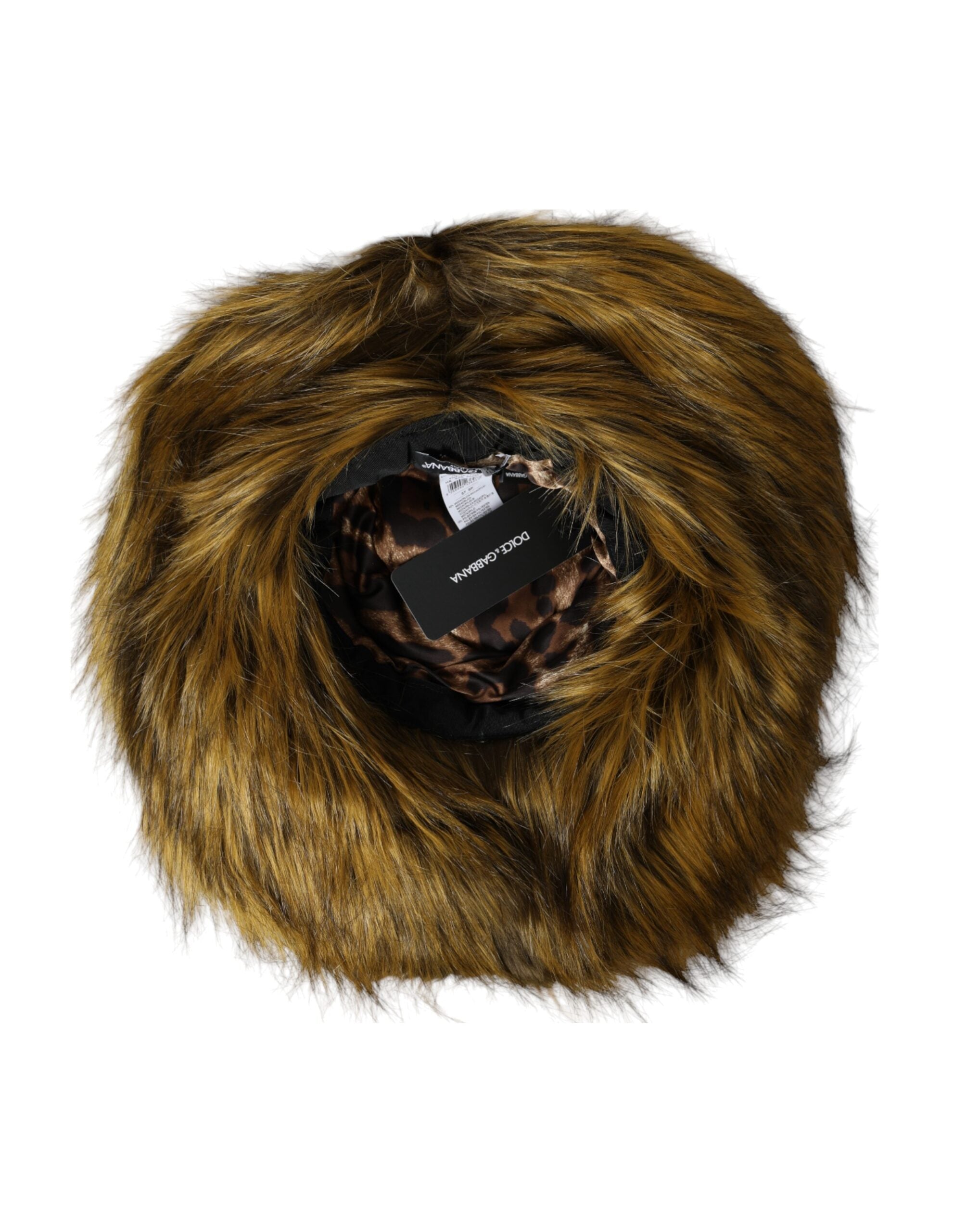 Brown modacrylic faux fur bucket hat