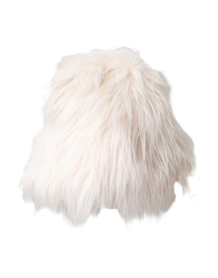 White Acrylic Fur Ladies Bucket Hat