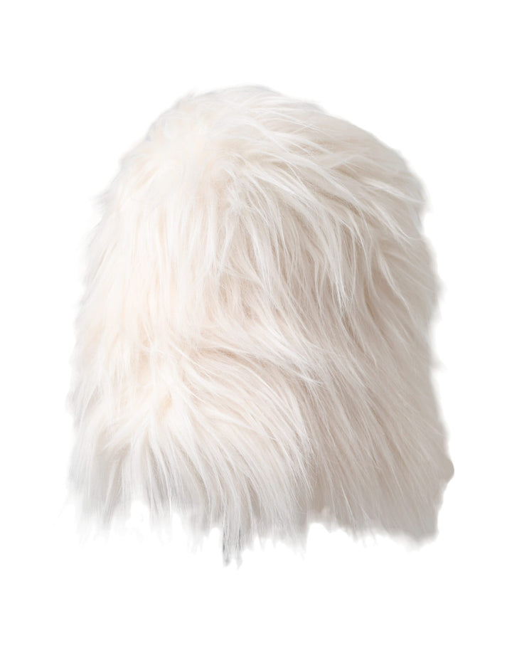 White Acrylic Fur Ladies Bucket Hat