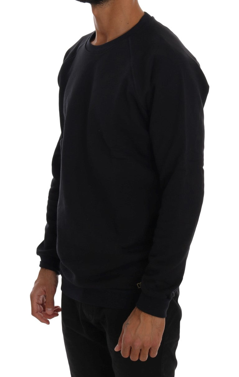 Chic dark blue cotton sweater with round neck