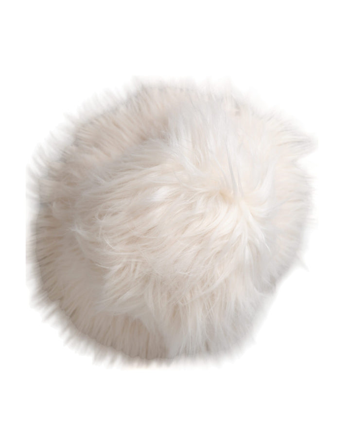 White Acrylic Fur Ladies Bucket Hat