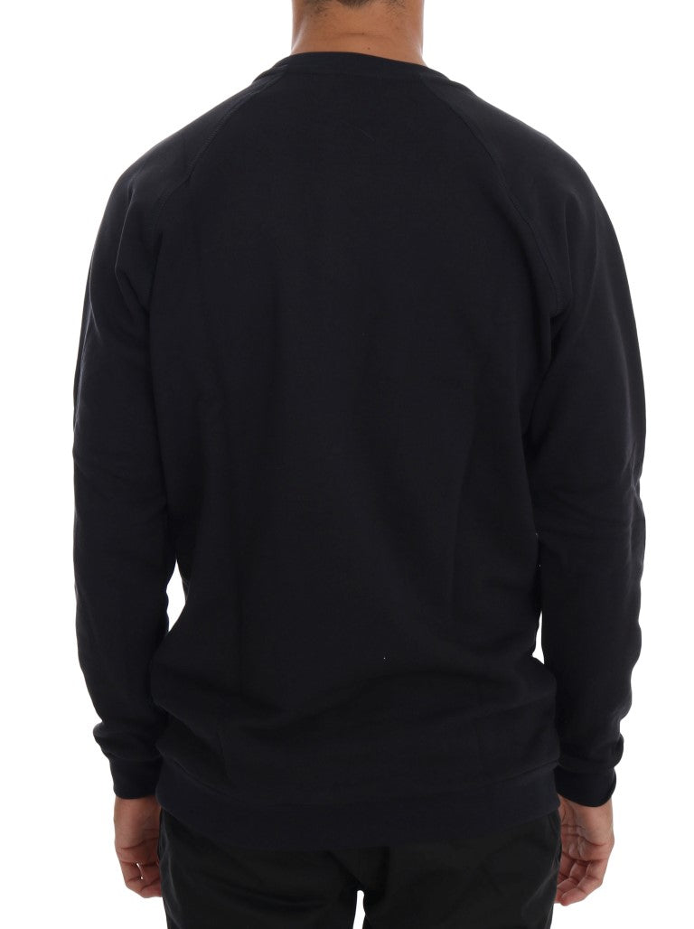 Chic dark blue cotton sweater with round neck