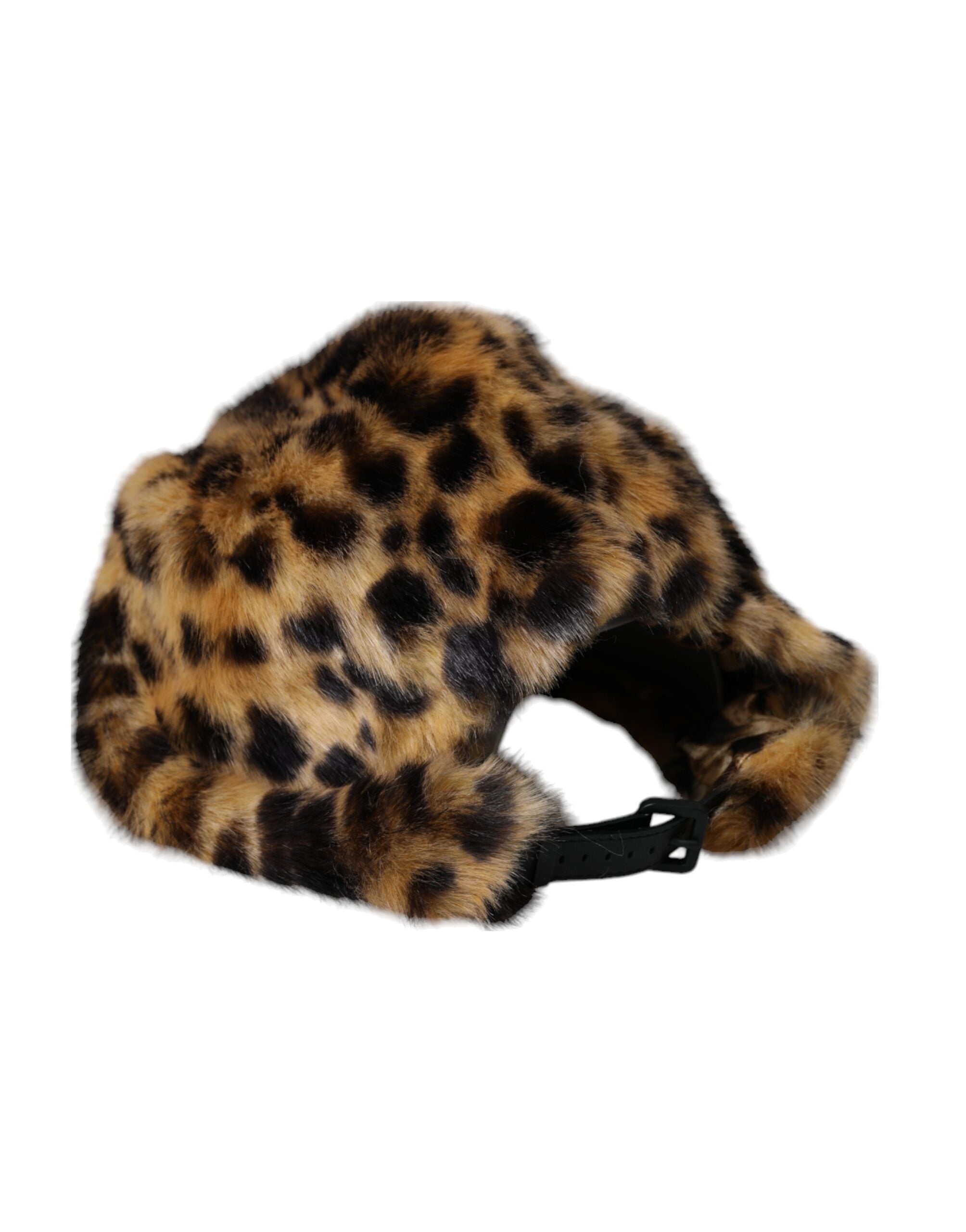 Brown leopard fur women bucket hat