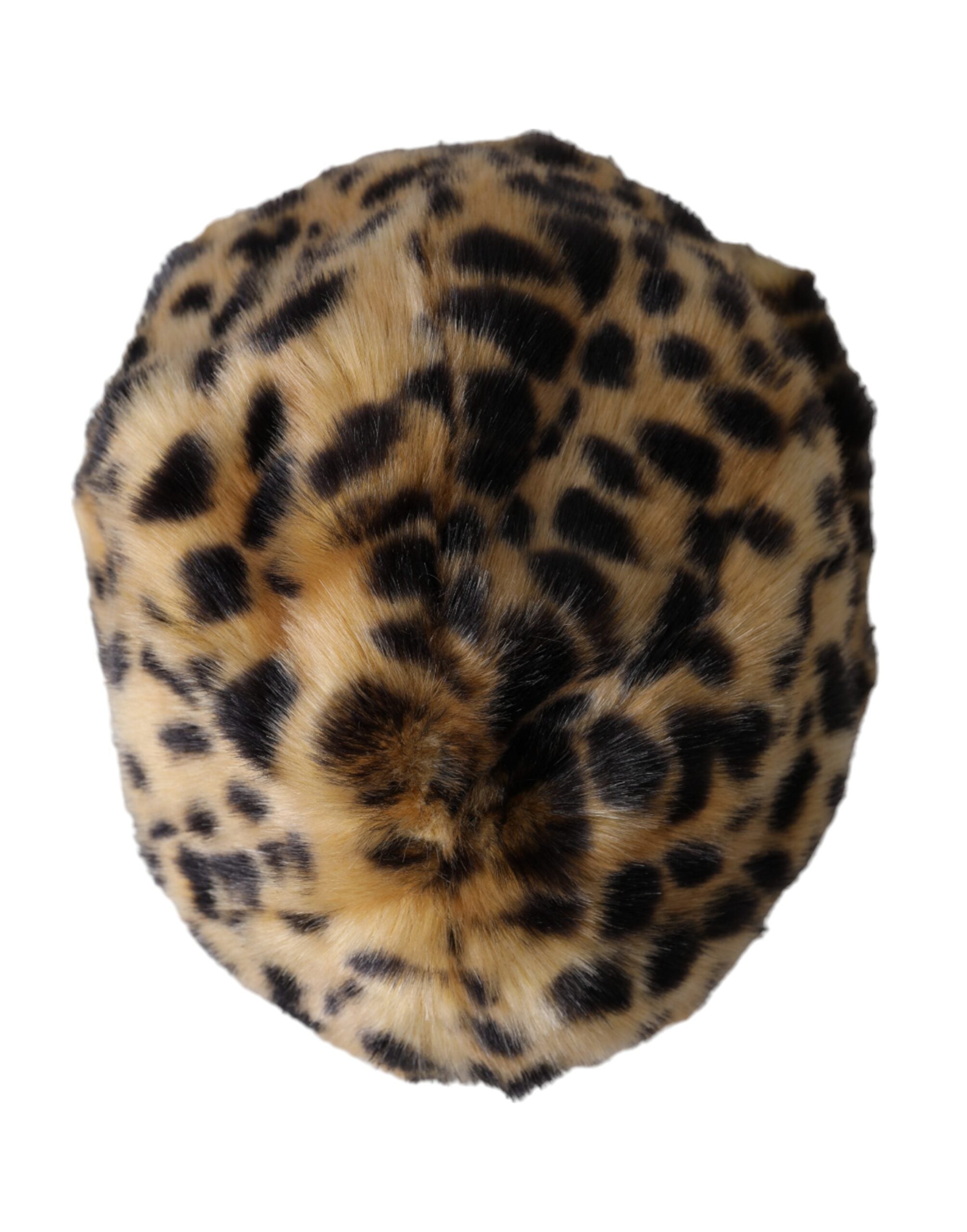 Brown leopard fur women bucket hat