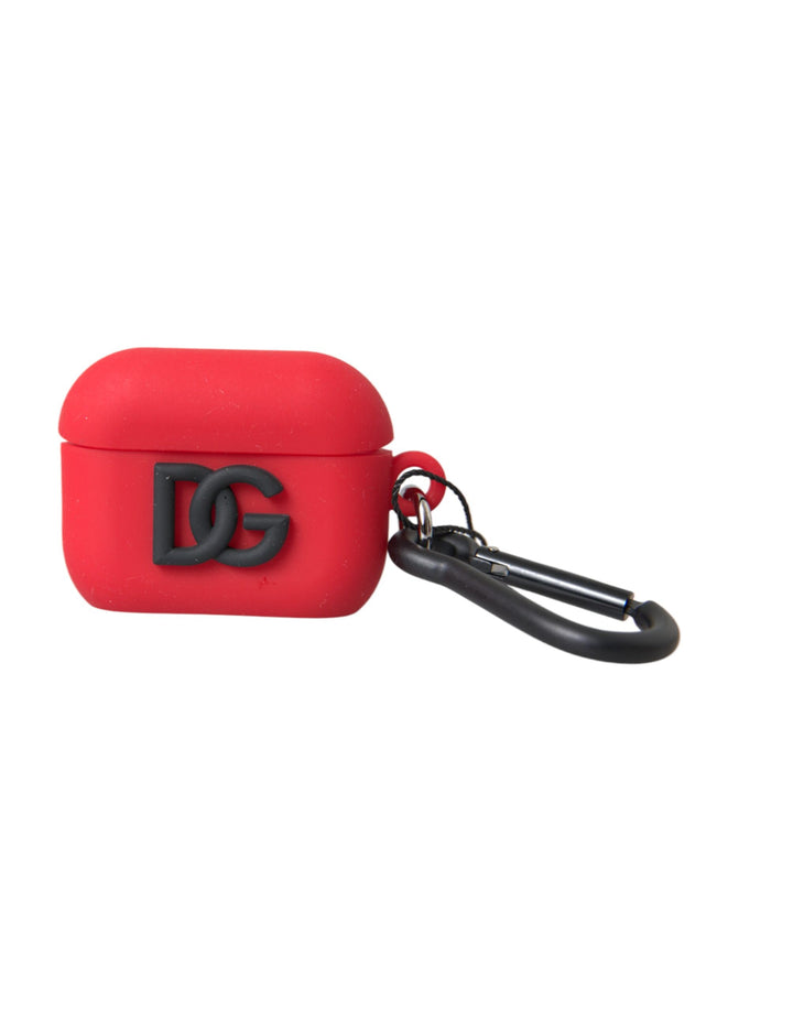 Red silicone rubber logo embossed Airpods case