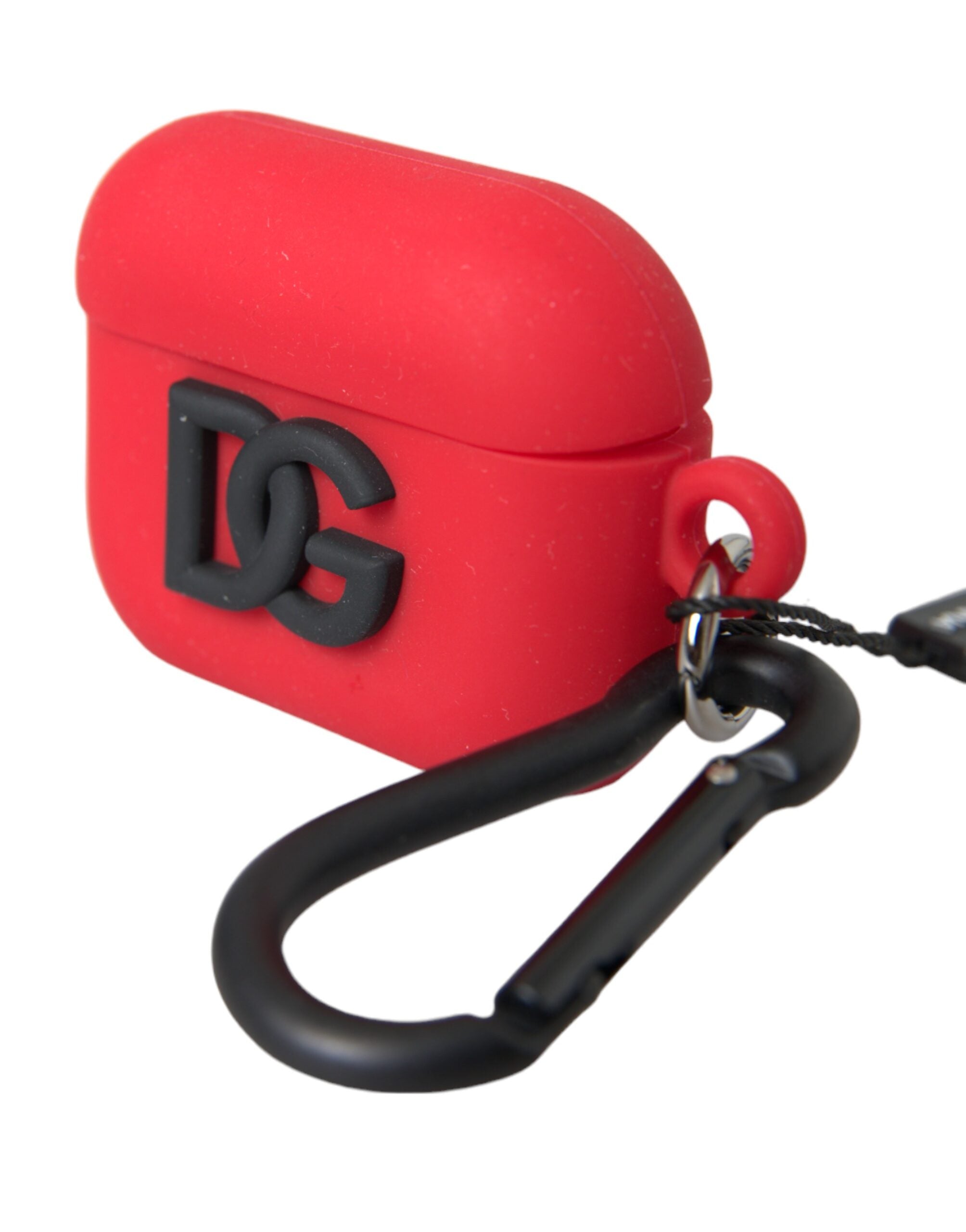 Red silicone rubber logo embossed Airpods case