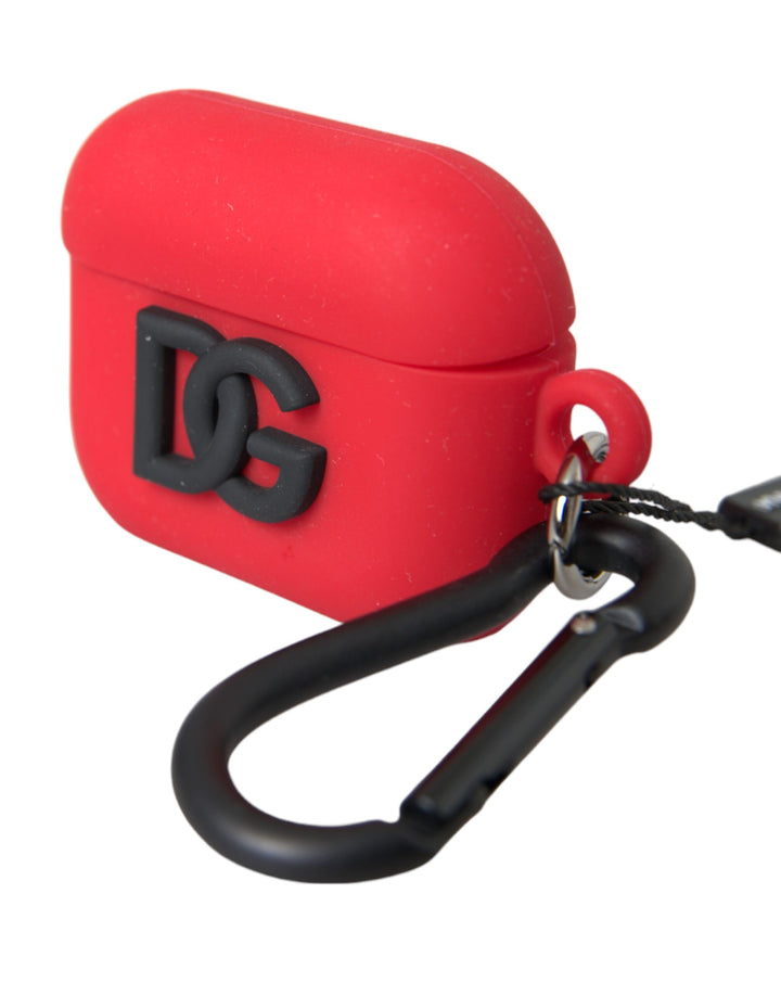 Red silicone rubber logo embossed Airpods case
