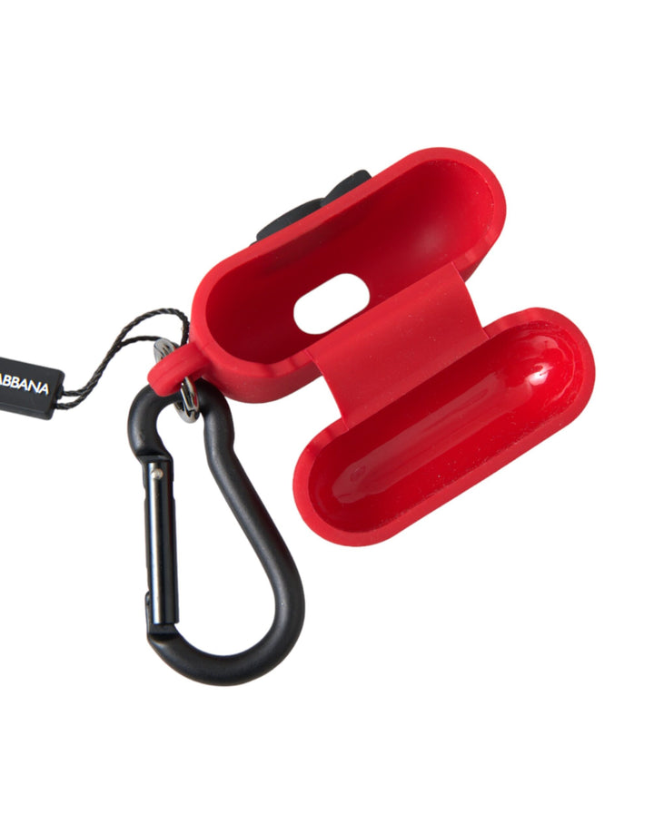 Red silicone rubber logo embossed Airpods case