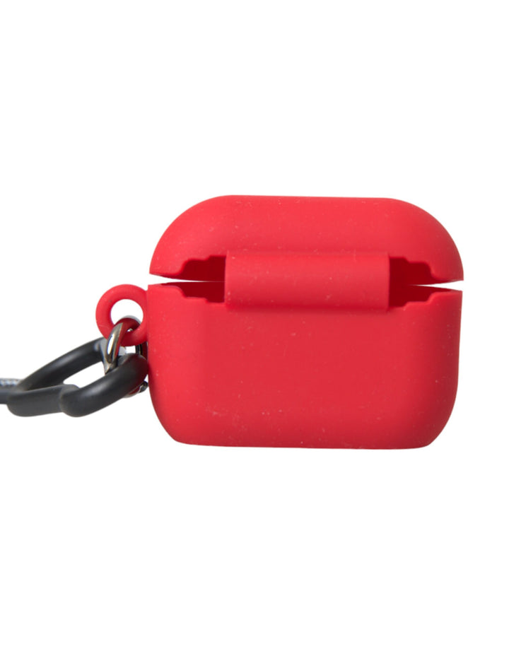 Red silicone rubber logo embossed Airpods case