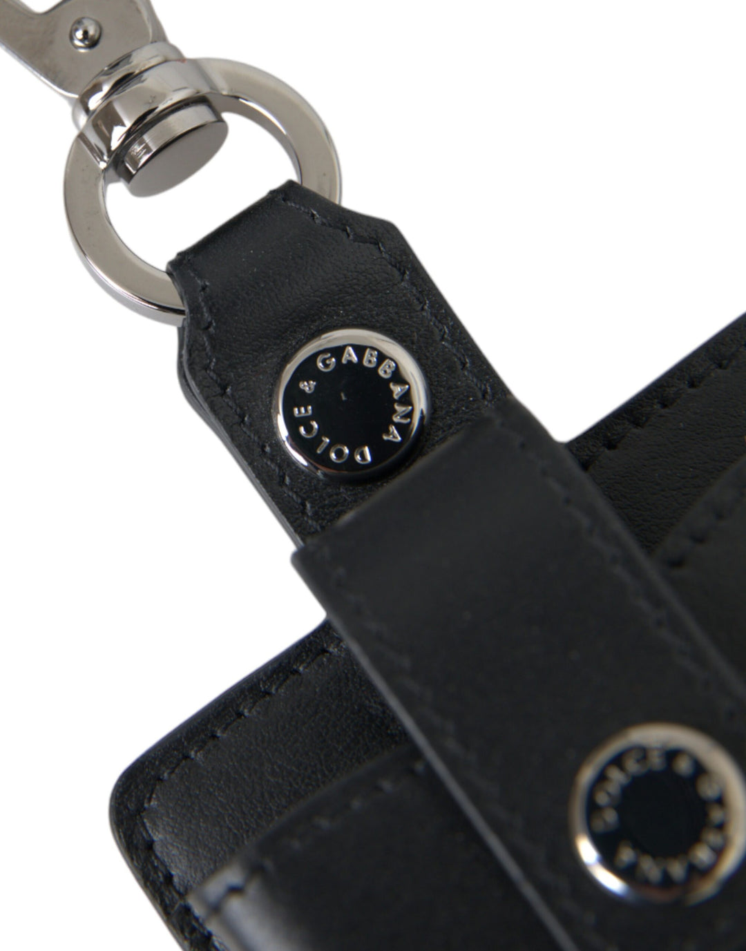 Black smooth leather silver metal Airpods case