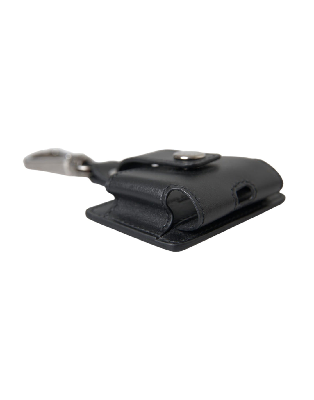 Black smooth leather silver metal Airpods case