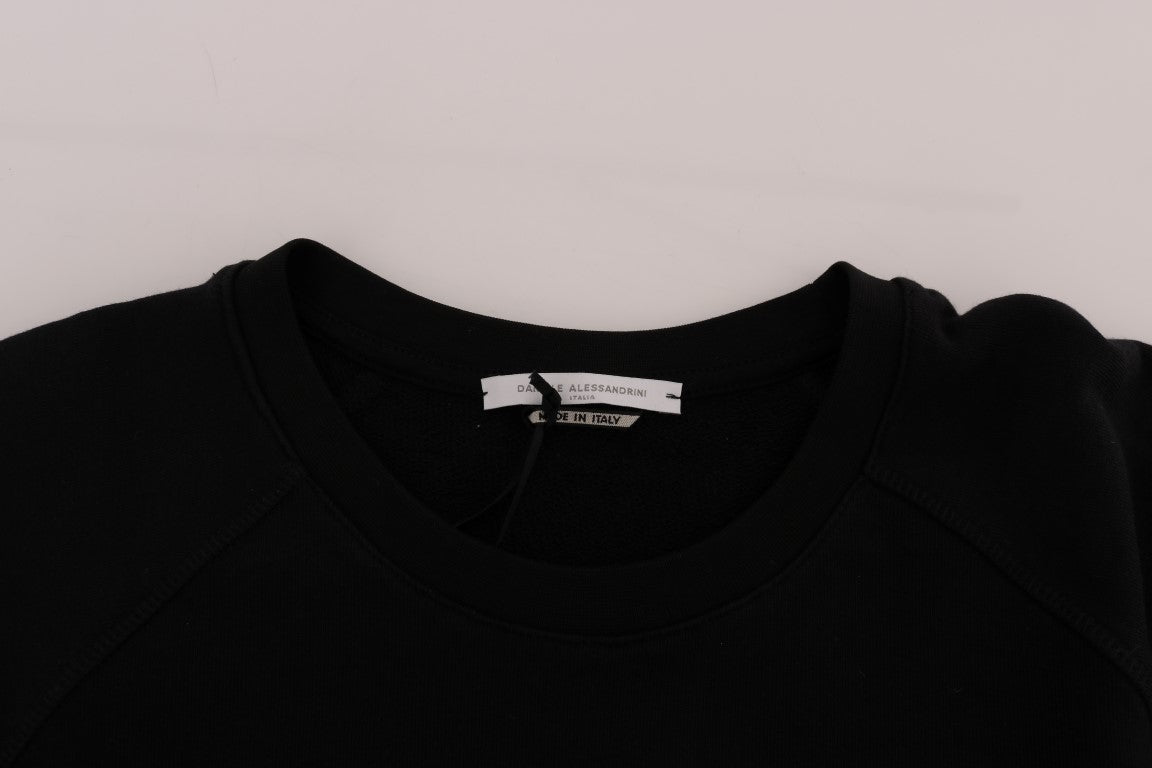 Elegant black cotton sweater with round neck