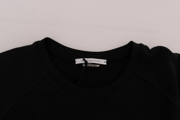 Eleganter schwarzer Baumwollpullover mit Rundhalsausschnitt