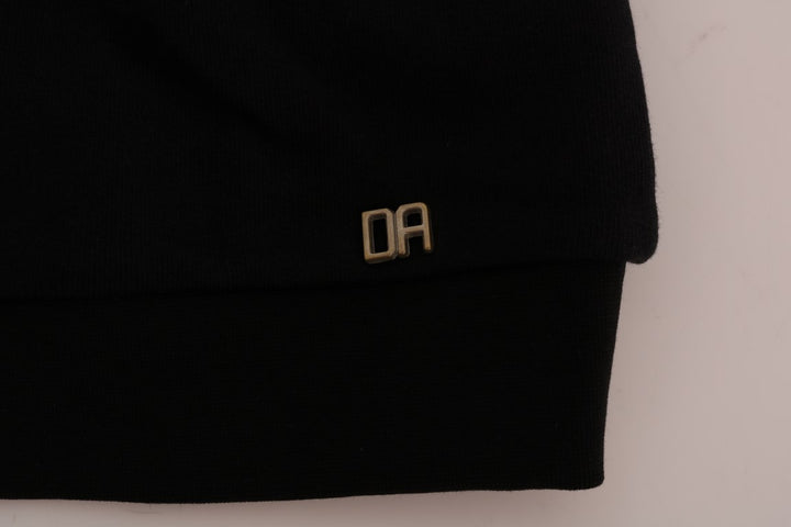 Eleganter schwarzer Baumwollpullover mit Rundhalsausschnitt