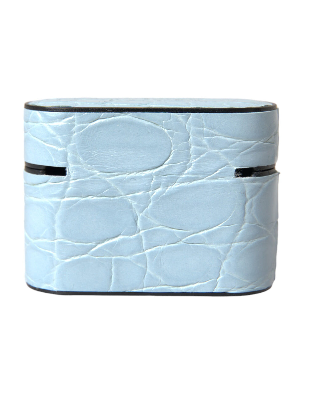 Light blue leather metal logo plaque Airpods case