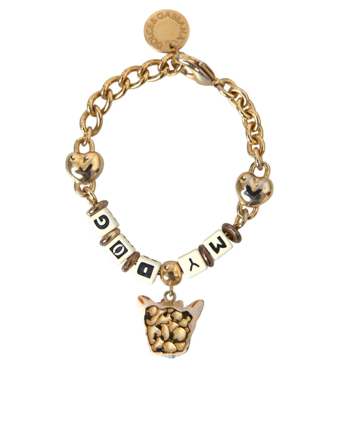 Dolce & Gabbana Gold-Ton Messing Kette MY DOG Herz-Armband