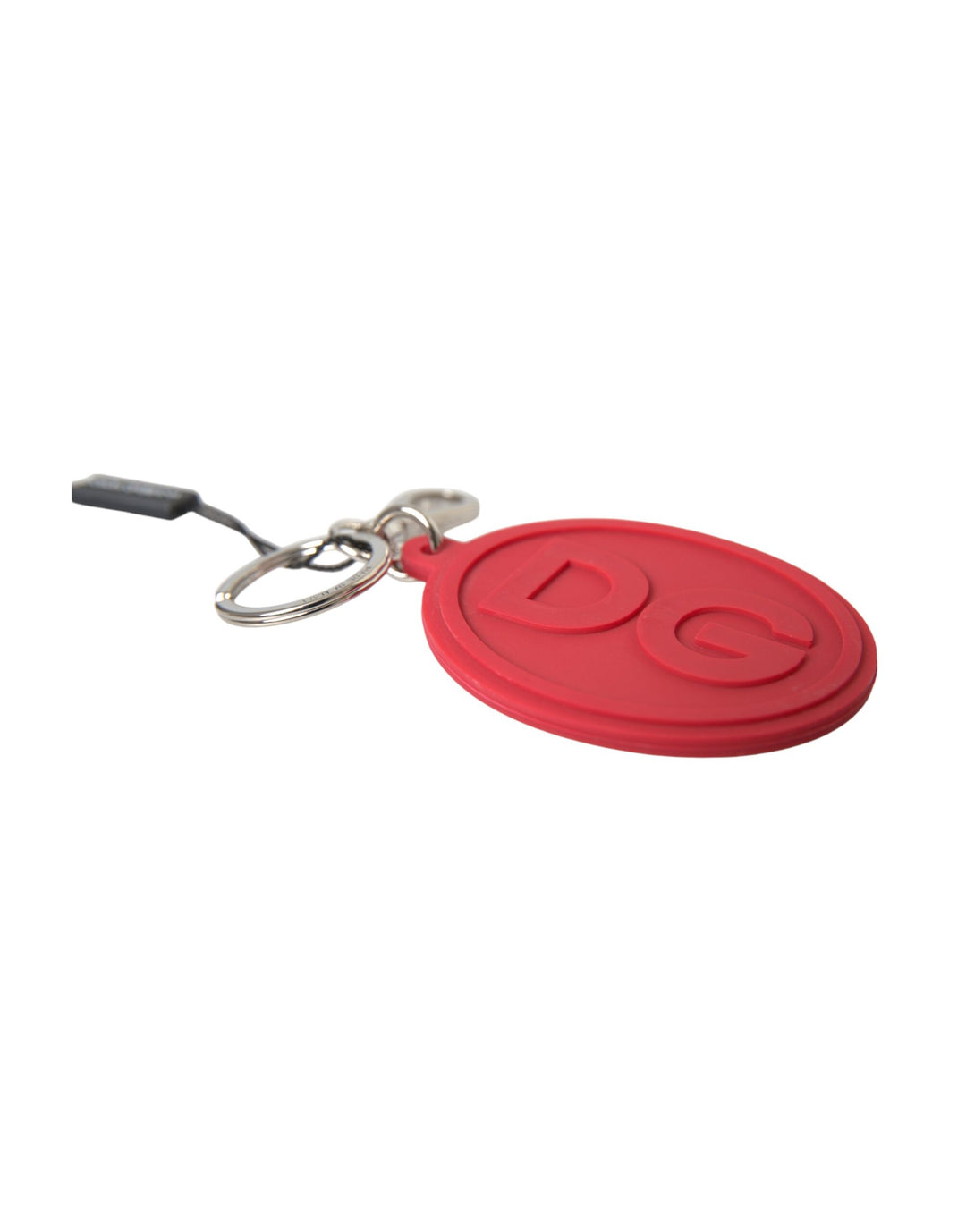 Red Rubber DG Logo Silver Brass Metal Keychain Keyring