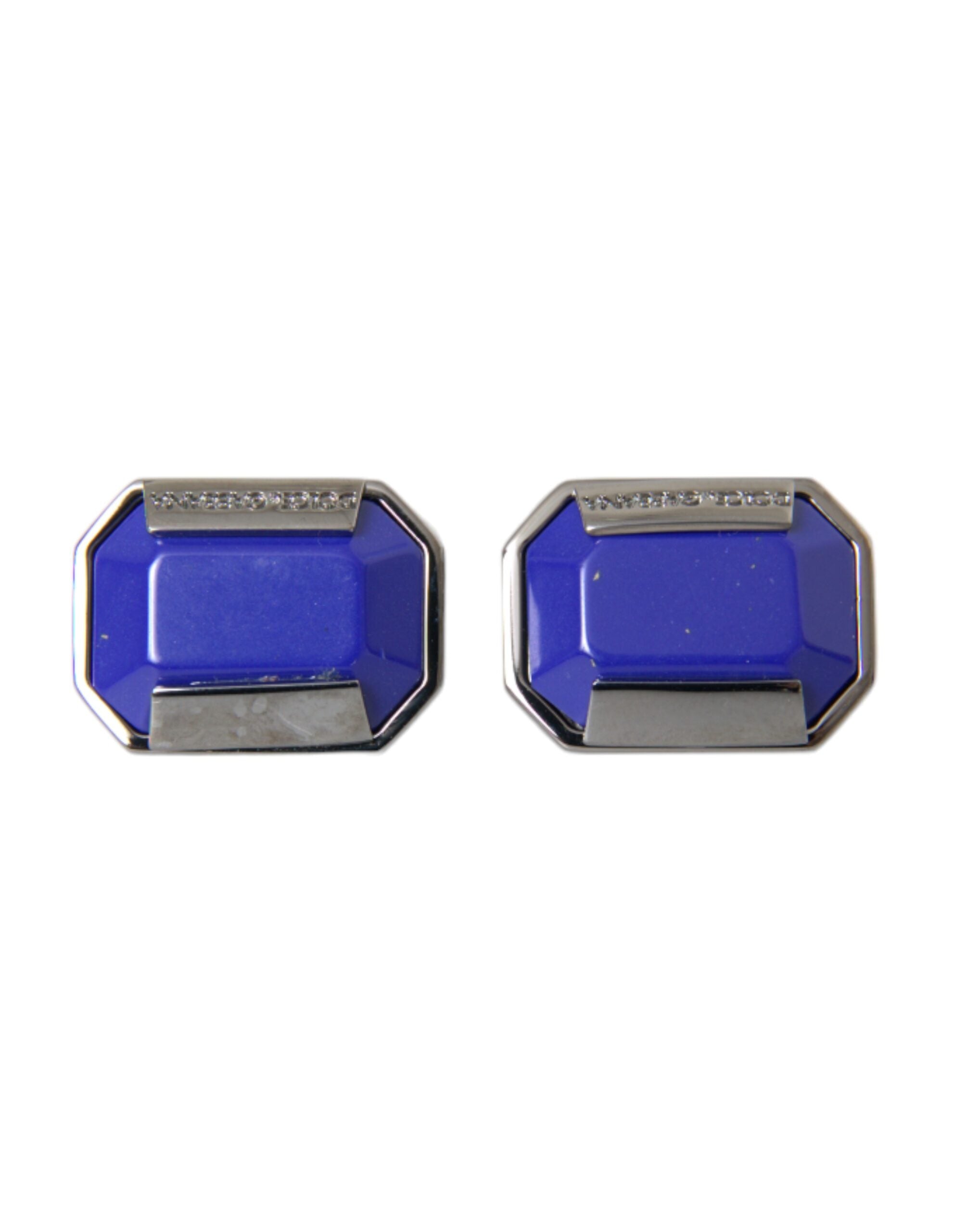 Silver-plated brass pin crystal cufflinks