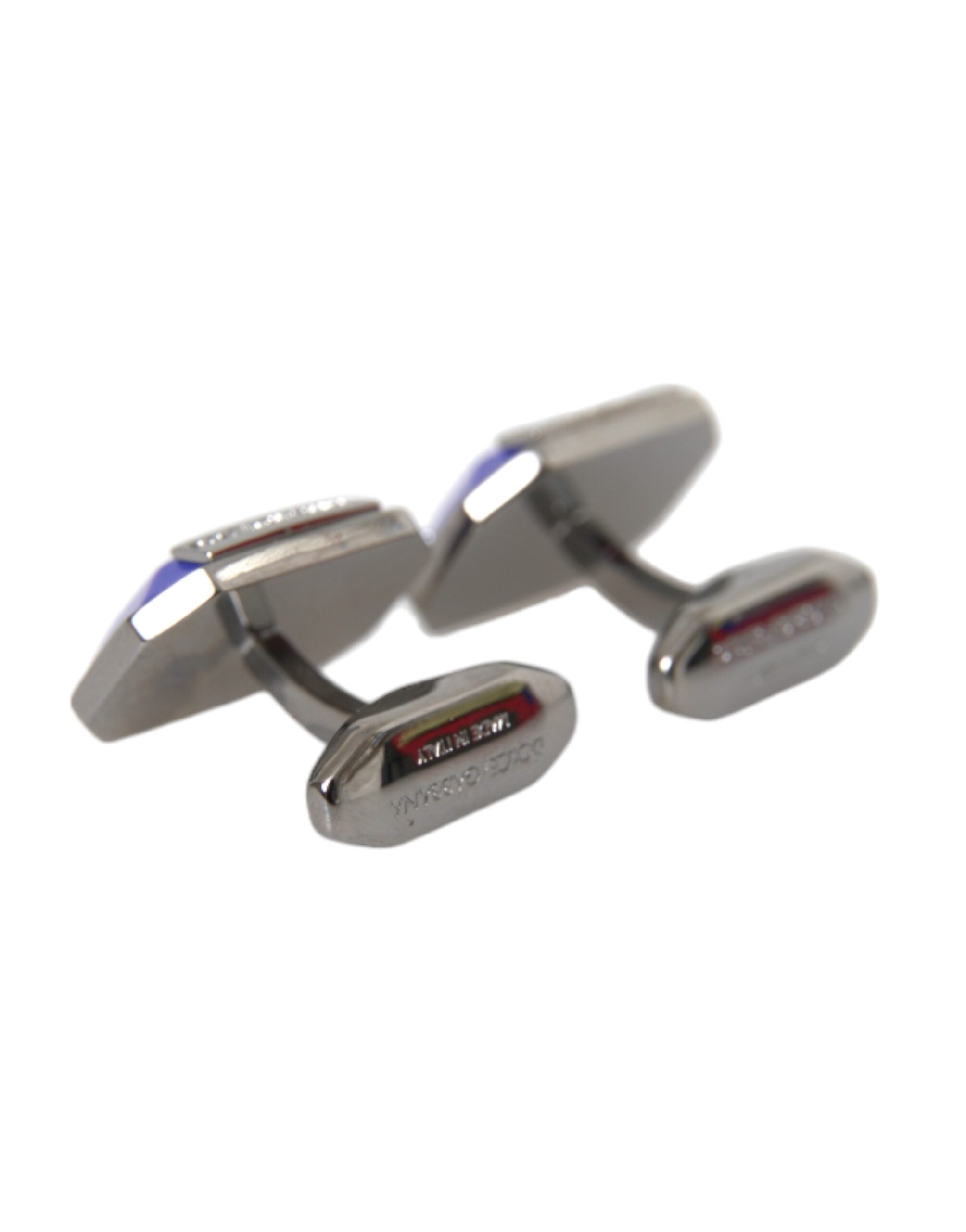 Silver-plated brass pin crystal cufflinks