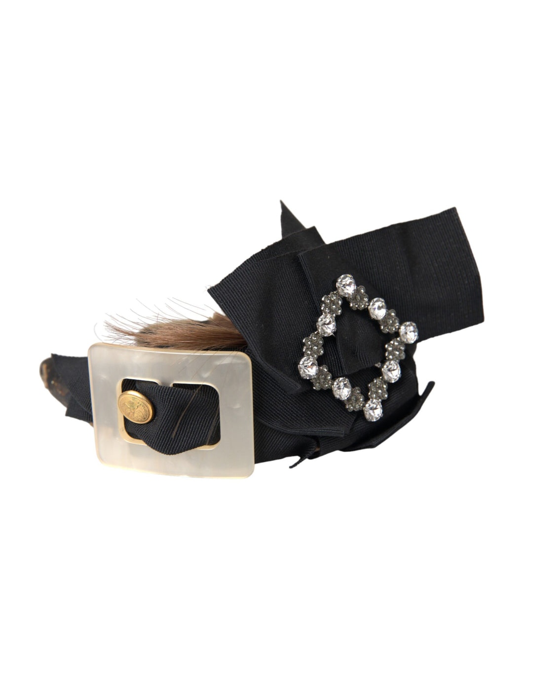 Black Crystal Button Brown Hair Women Headband Tiara