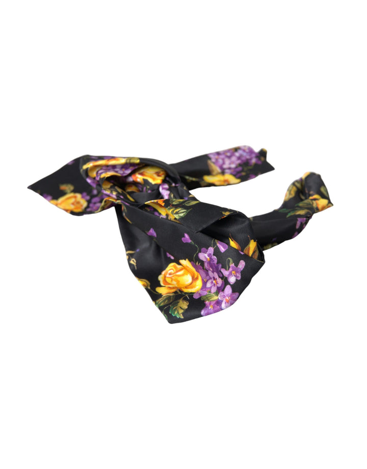 Black Floral Applique Silk Women Headband Tiara