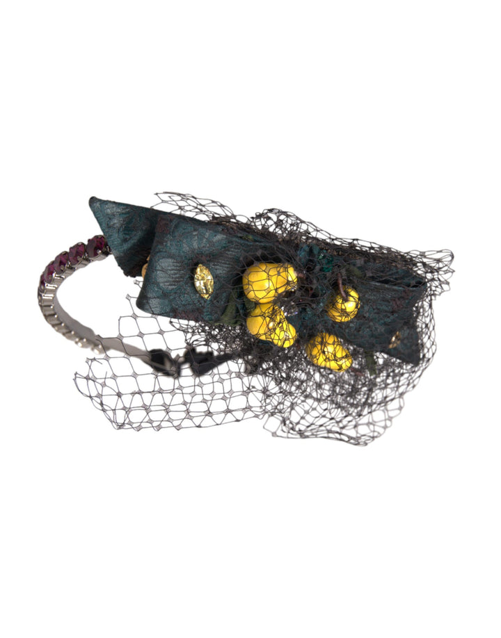Black Lemons Sicily Purple Crystal Net Headband Tiara
