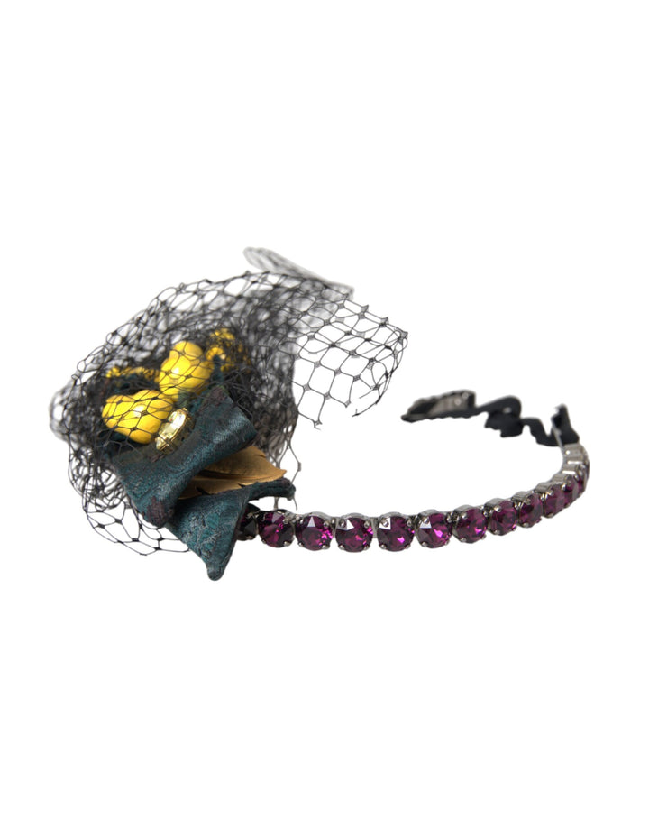 Black Lemons Sicily Purple Crystal Net Headband Tiara
