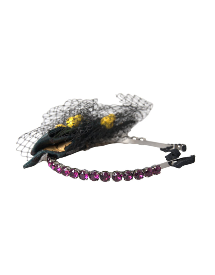 Black Lemons Sicily Purple Crystal Net Headband Tiara