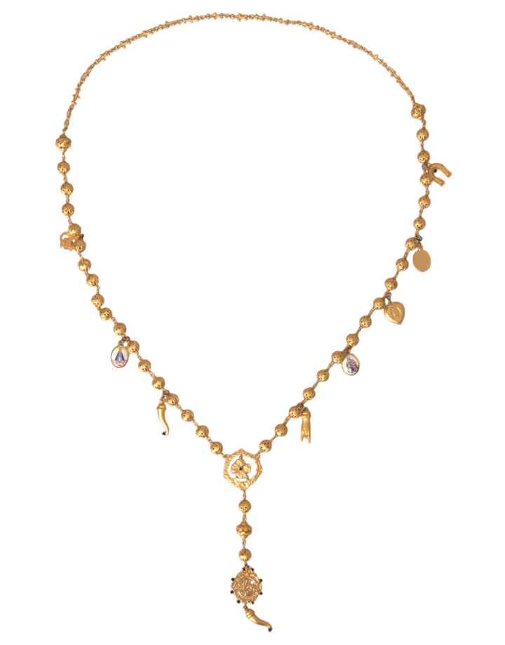 Dolce & Gabbana Goldfarbene Kette Messing Perlen Statement Sizilien Halskette