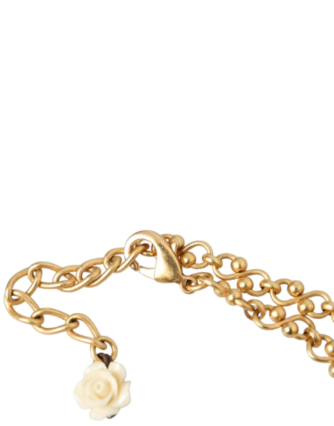 Dolce & Gabbana Gold Messing Kette Heiliges Herz Kristall Charme Halskette