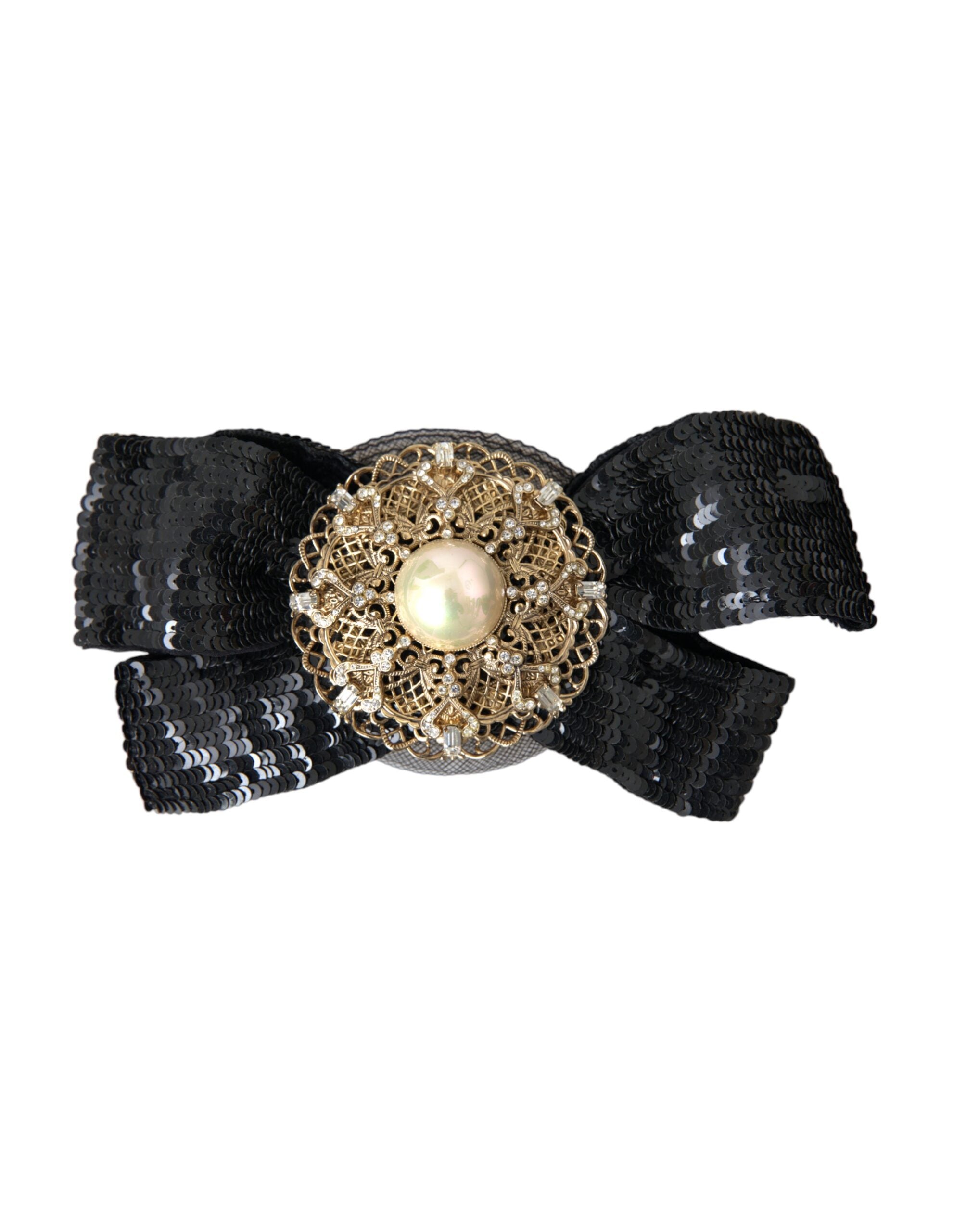 Black Sequin Pearl Handmade Brooch Hairpin