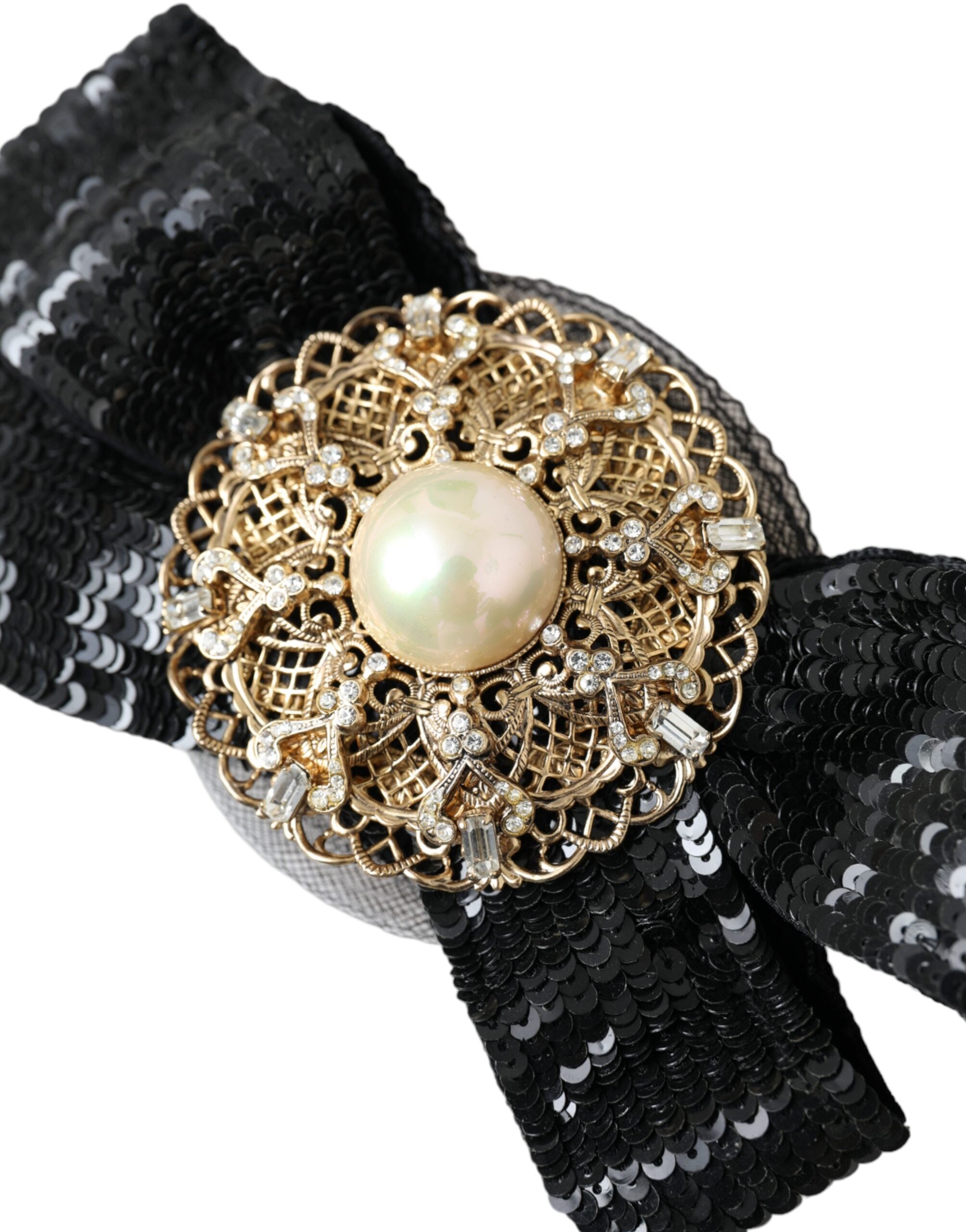 Black Sequin Pearl Handmade Brooch Hairpin