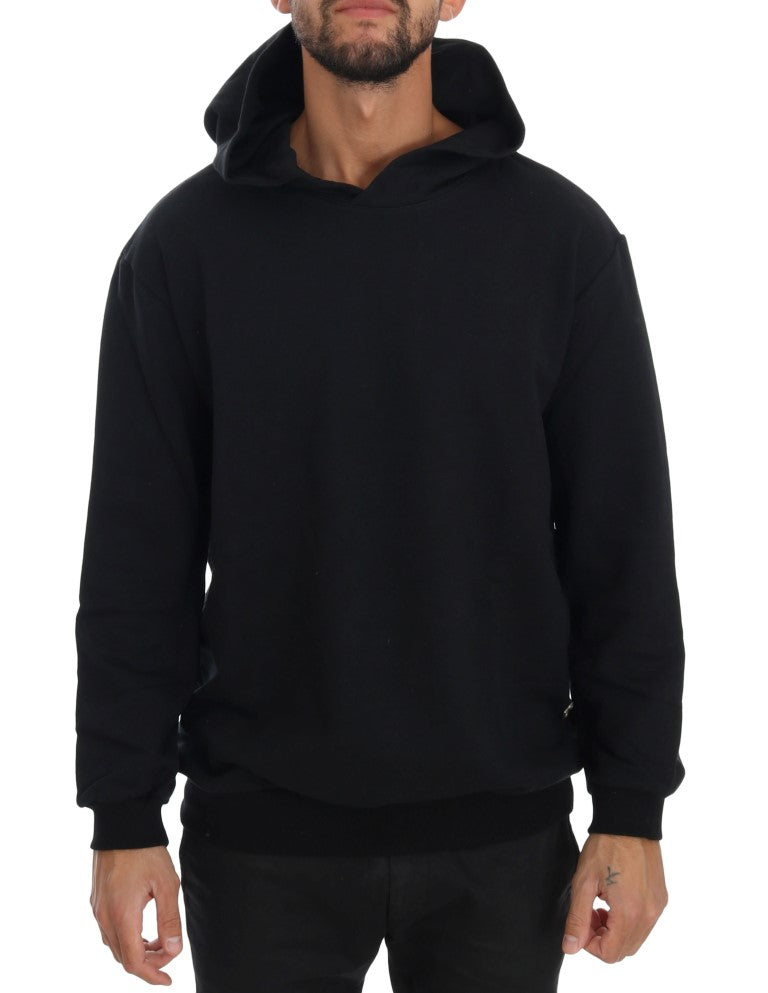 Elegant black cotton hoodie
