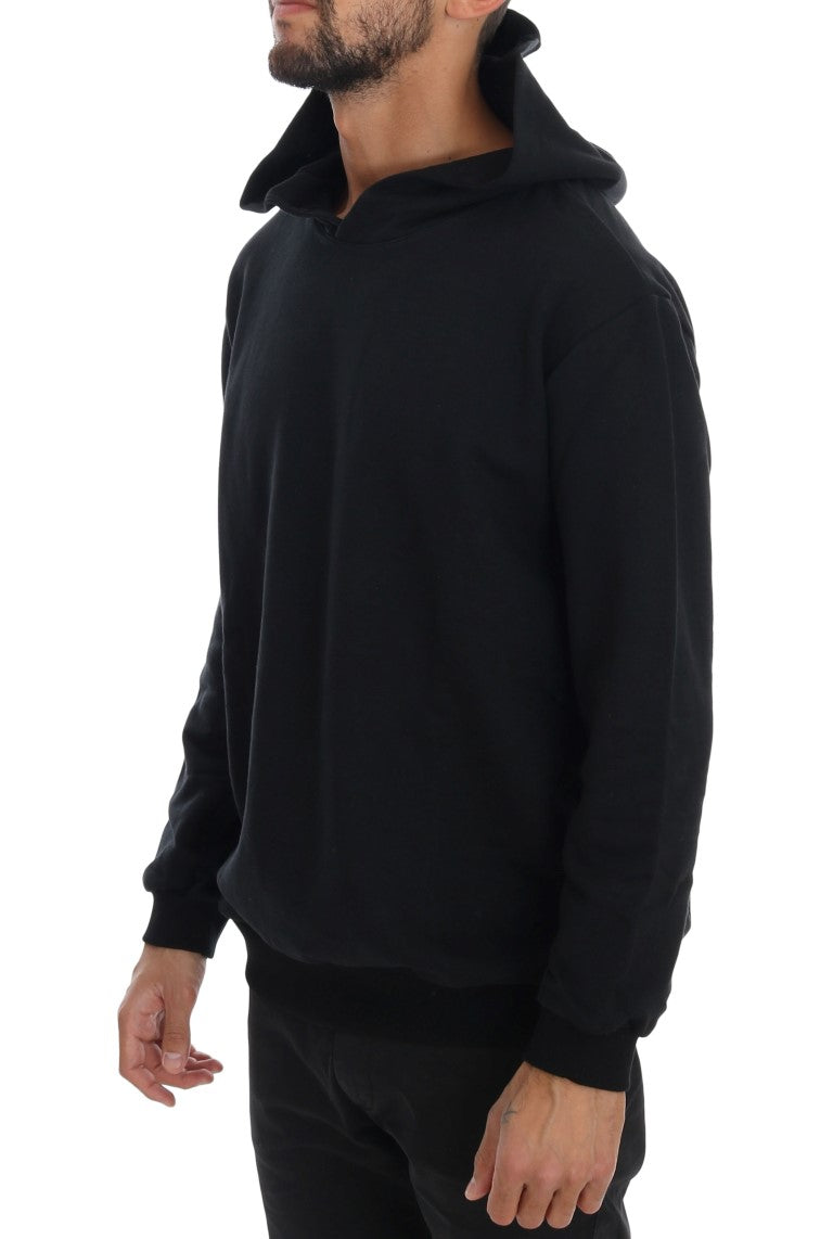 Eleganter schwarzer Kapuzenpullover aus Baumwolle
