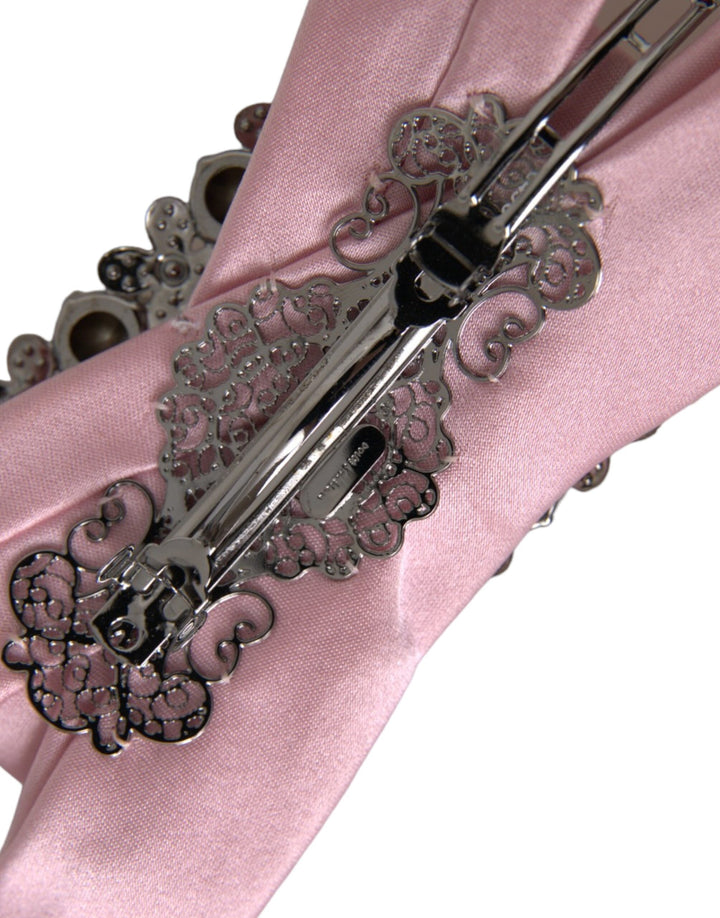 Dolce & Gabbana Rosa Satin-Kristall-Schmuck Brosche Hair Pin