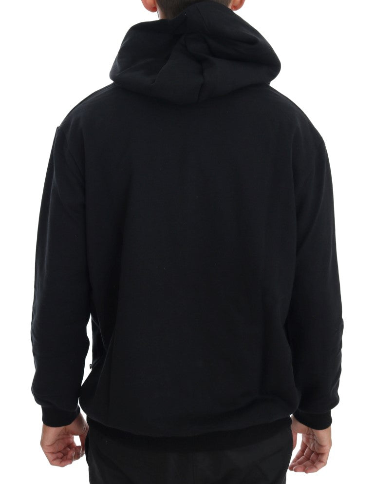 Eleganter schwarzer Kapuzenpullover aus Baumwolle