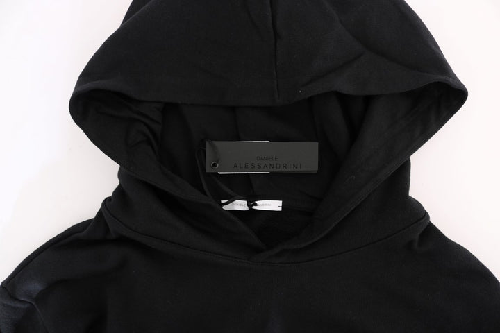 Eleganter schwarzer Kapuzenpullover aus Baumwolle