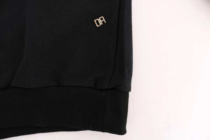 Eleganter schwarzer Kapuzenpullover aus Baumwolle