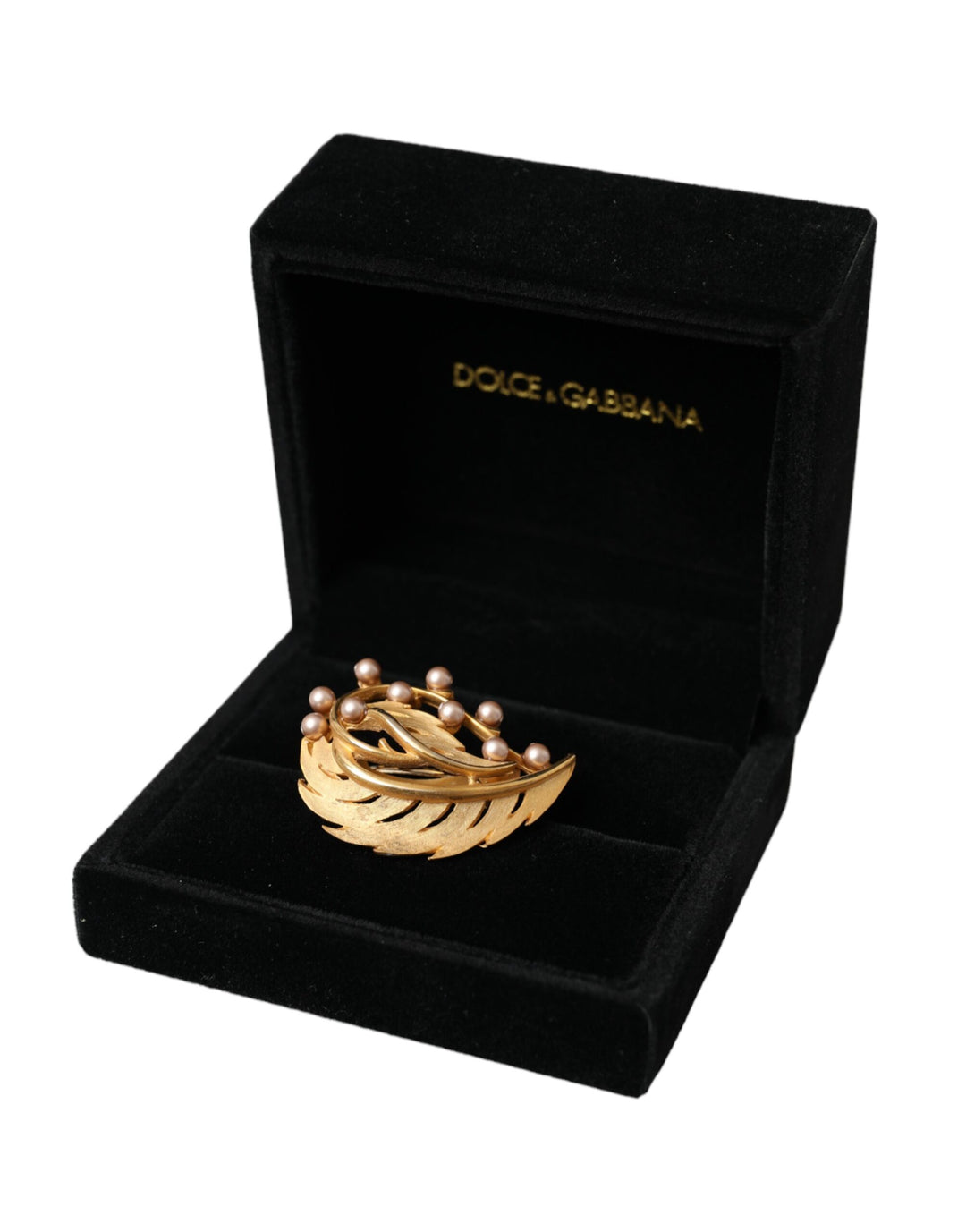 Dolce & Gabbana Gold Messing Blatt verschönert Schmuck Brosche Hair Pin