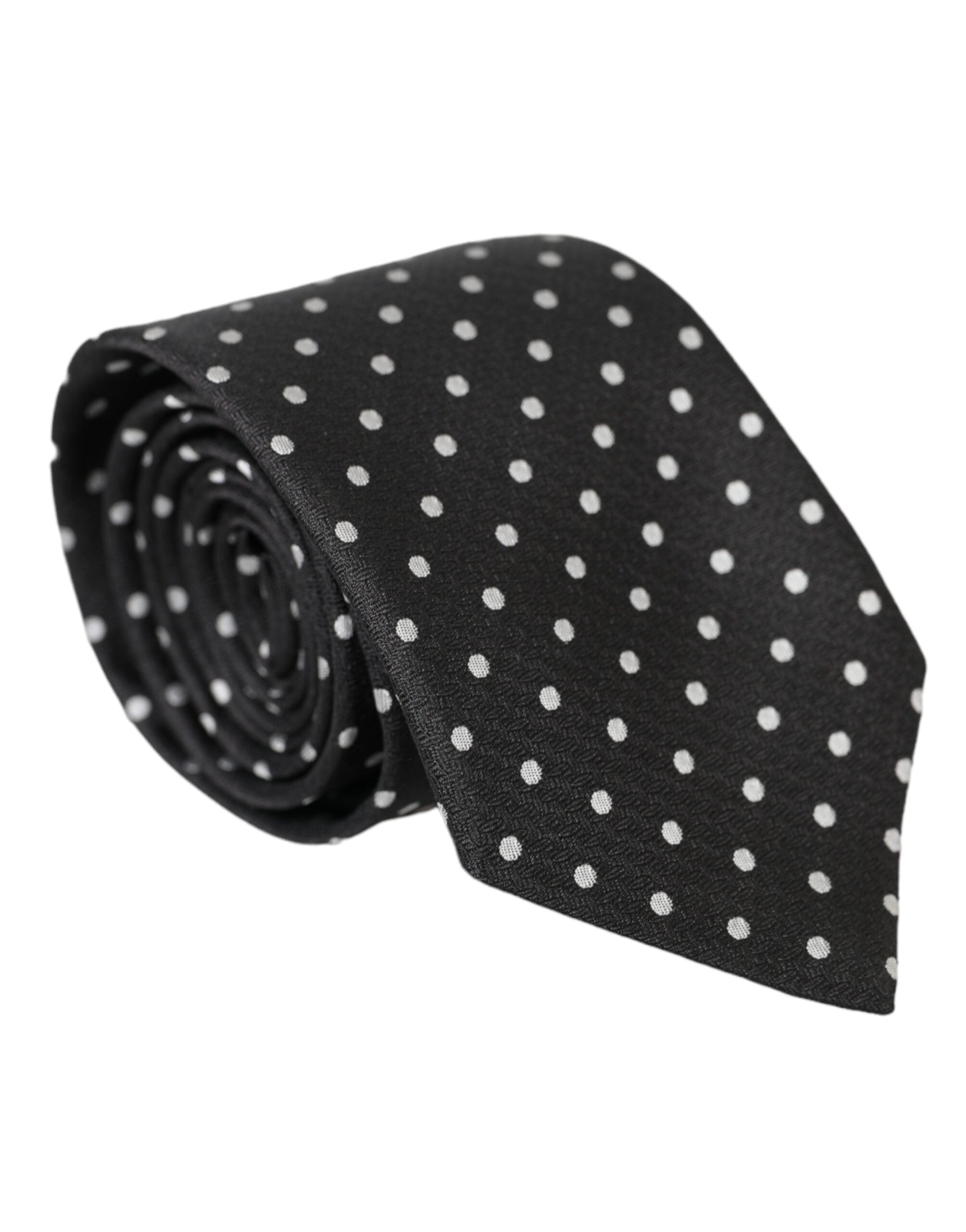 Black White Polka Dots 100% Silk Tie Face Mask