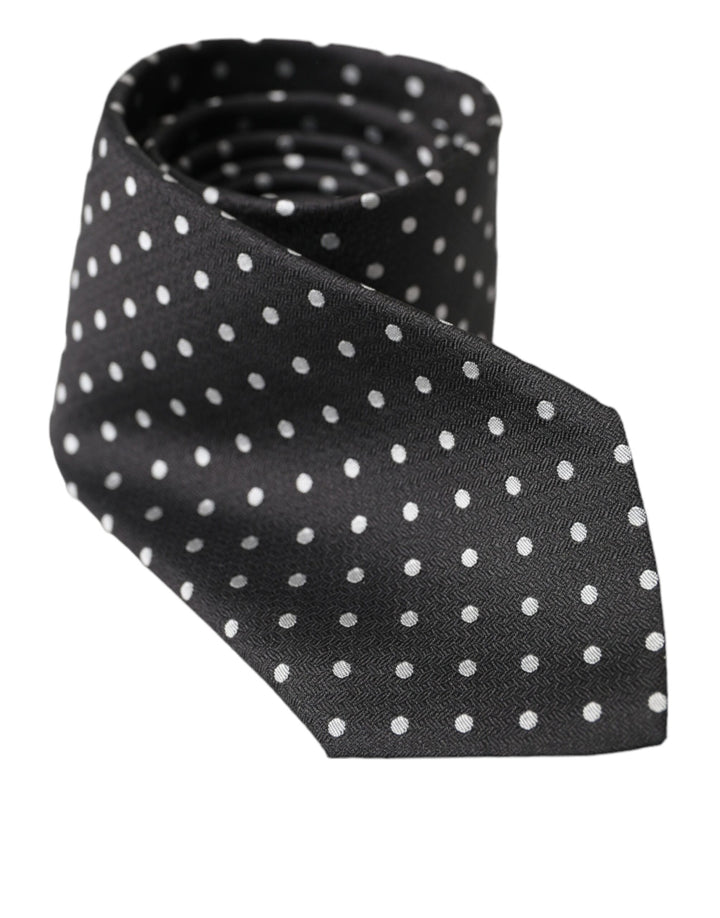 Black White Polka Dots 100% Silk Tie Face Mask