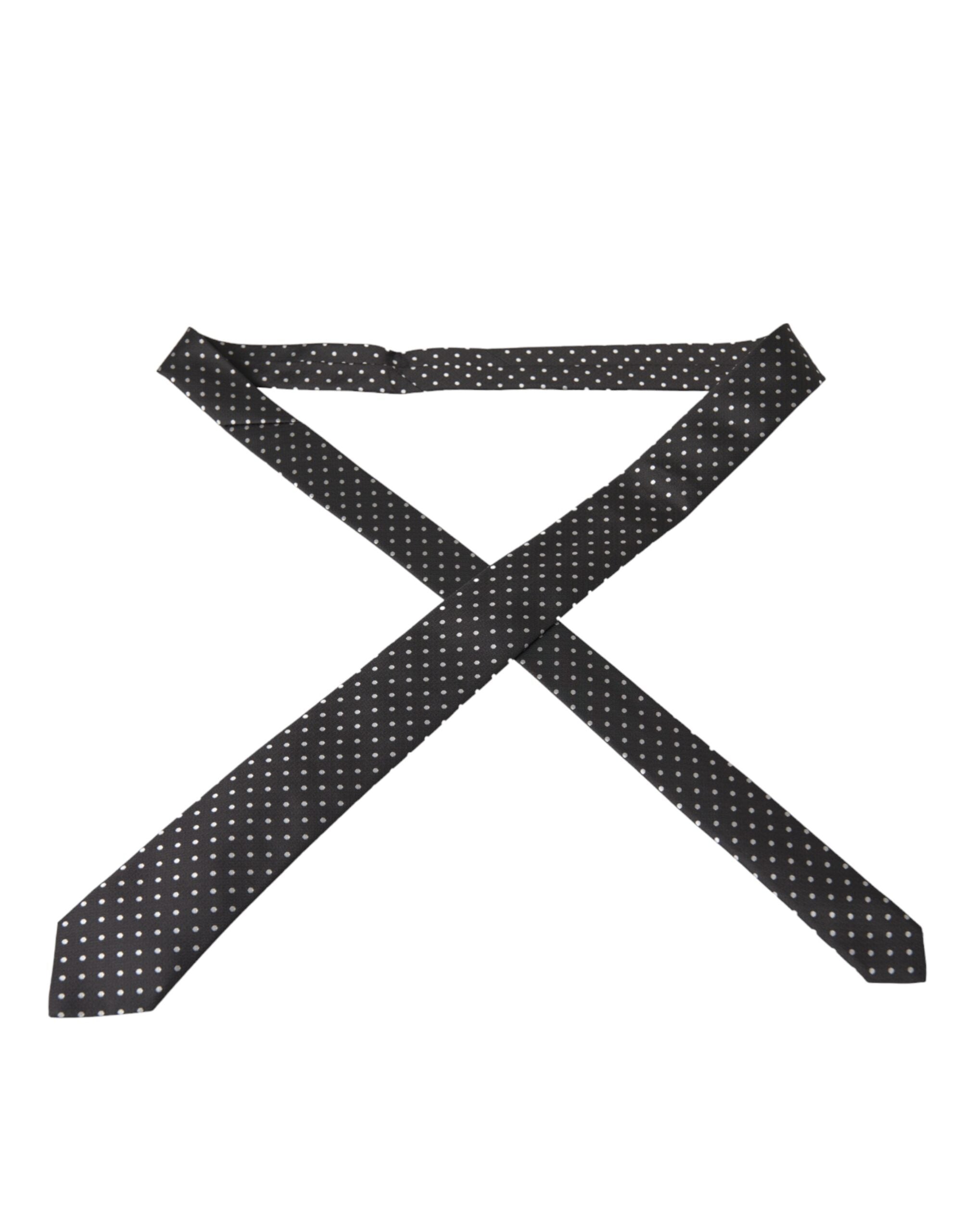 Black White Polka Dots 100% Silk Tie Face Mask