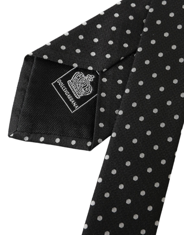 Black White Polka Dots 100% Silk Tie Face Mask