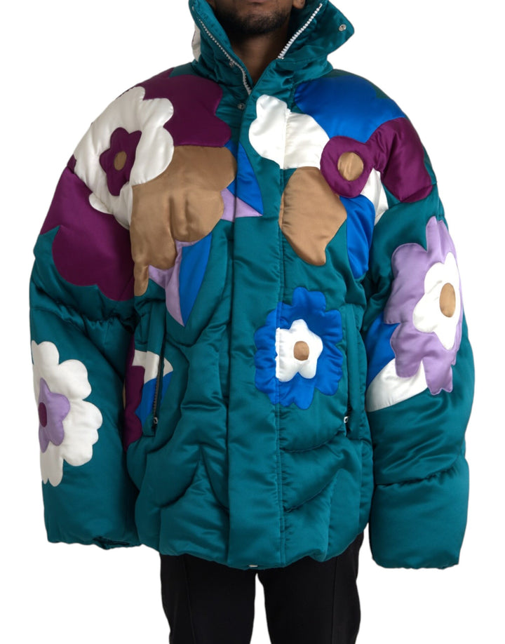 Multicolor Floral Windbreaker Pufferjacke