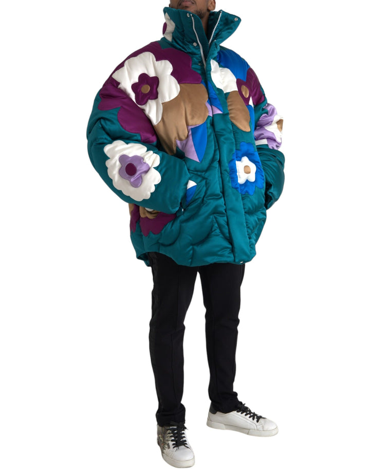 Multicolor Floral Windbreaker Pufferjacke