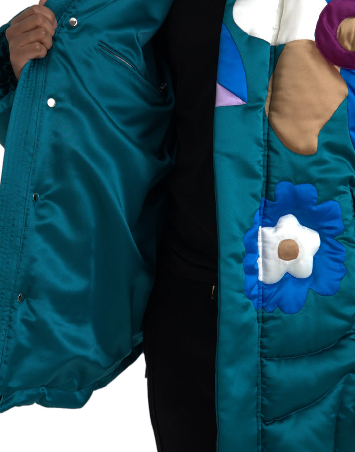 Multicolor Floral Windbreaker Pufferjacke